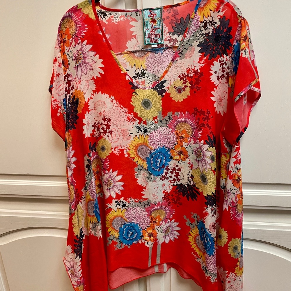 Johnny Was Women's Floral Red Top